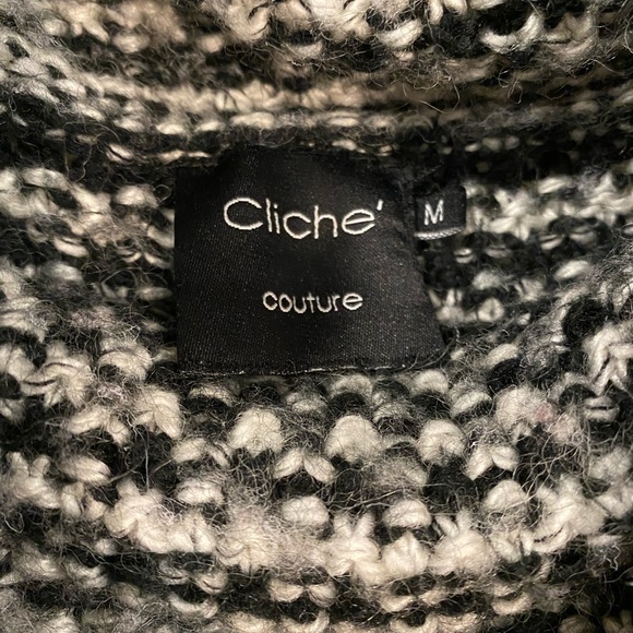 Cliche Couture Black and White Wool Sweater, M - Picture 6 of 9